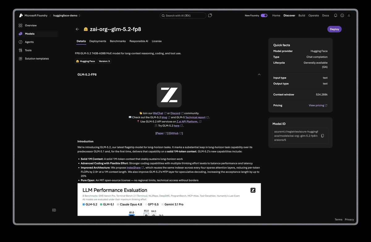 Z.ai GLM 5.2 FP8 on Microsoft Foundry